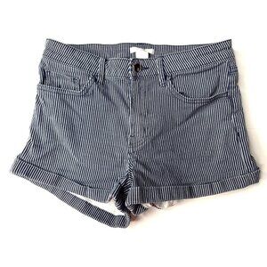 H&M Womens Blue & White Striped Denim Shorts Cotton Blend Size 4